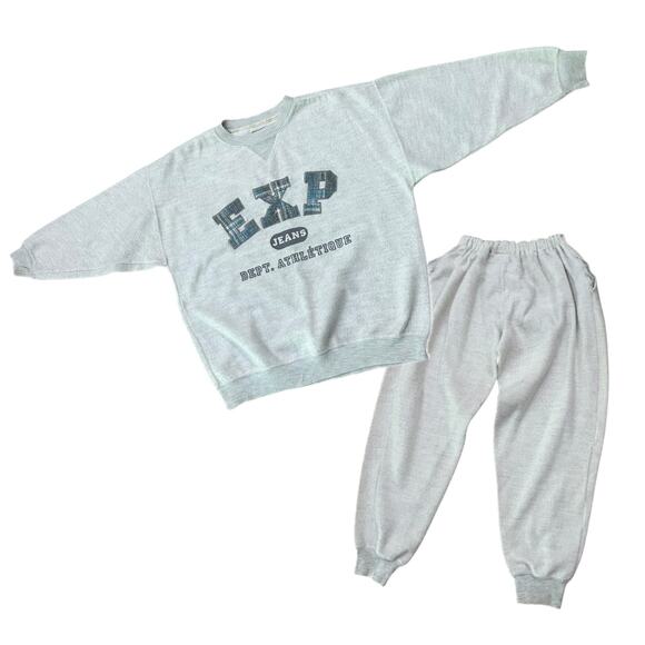 Vintage 80s Express Gray Fleece Sweatsuit Set – Sweatshirt & Joggers / S - - Picture 1 of 5